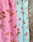 (DOUBLE GAUZE COTTON) FLORAL ON LIGHT MINT