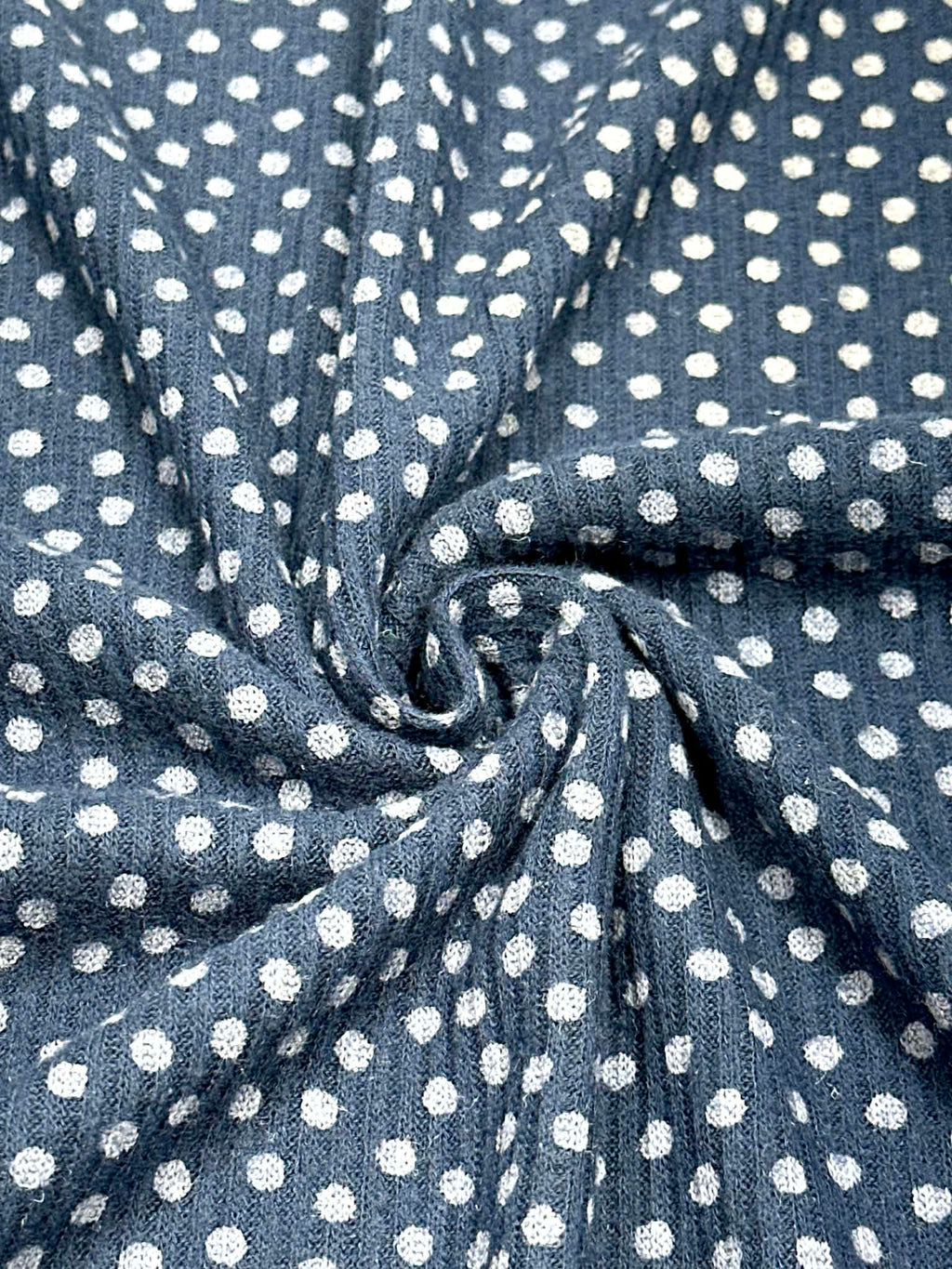 (RIB BRUSHED) POLKA DOTS ON NAVY