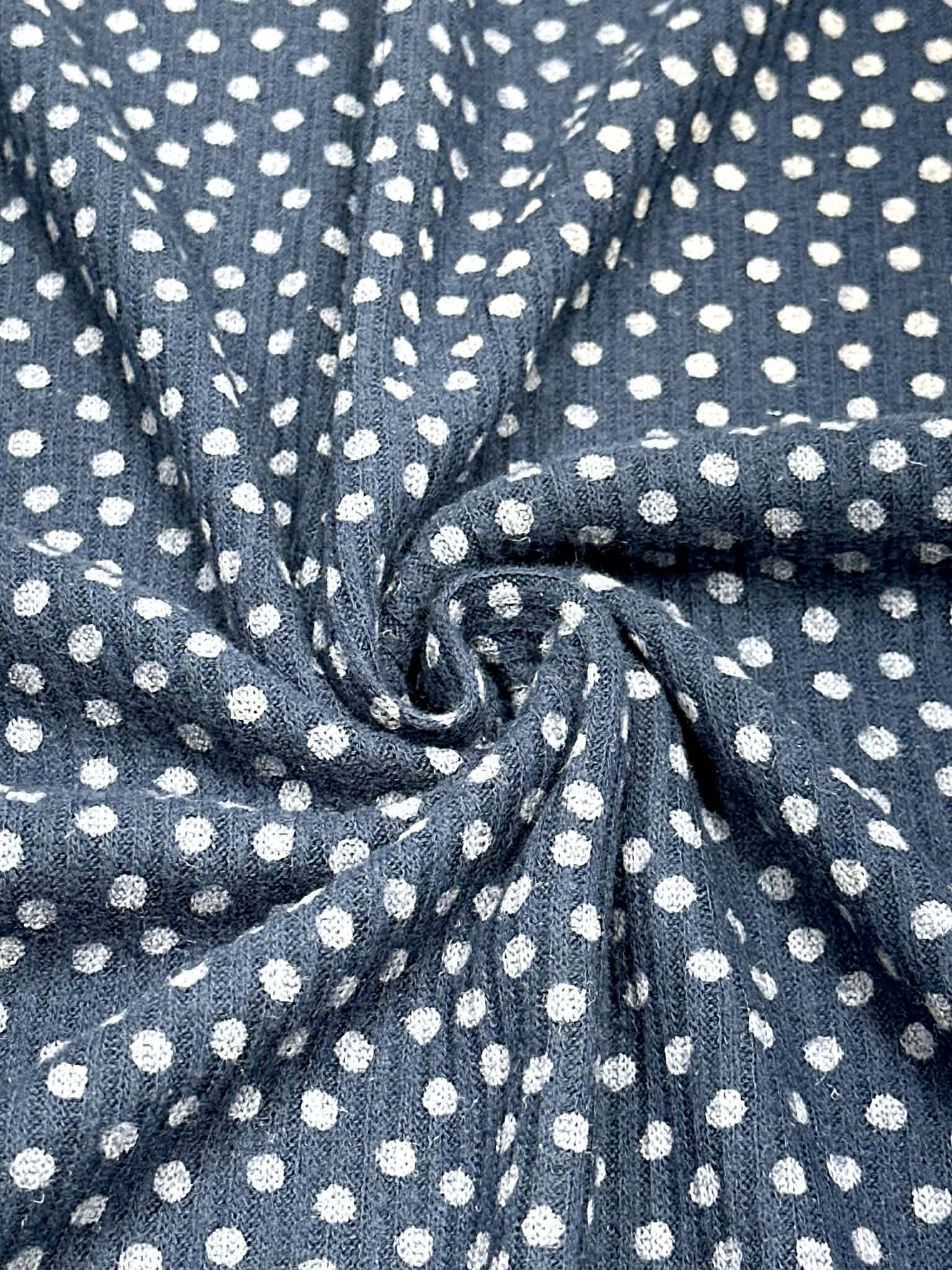 (RIB BRUSHED) POLKA DOTS ON NAVY