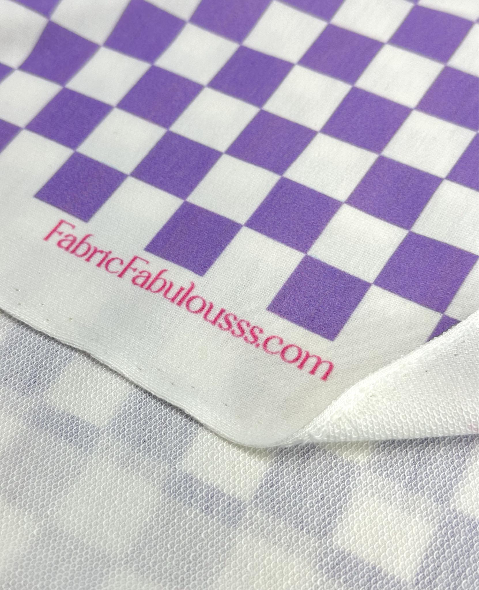 (FRENCH TERRY) LAVENDER AND OFF WHITE CHECKERED