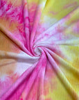 (4X2 YUMMY RIB) HOT PINK, YELLOW, ORANGE AND WHITE TIE DYE