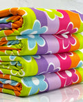 (4X2 YUMMY RIB) BRIGHT COLORFUL FLOWERS ON COLORFUL WAVE
