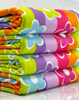 (4X2 YUMMY RIB) BRIGHT COLORFUL FLOWERS ON COLORFUL WAVE