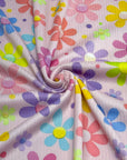 (4X2 YUMMY RIB) COLORFUL FLOWERS AND DOTS ON PINK