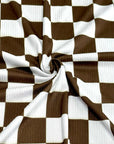 (4X2 RIB) BROWN MEDIUM CHECKERED ON OFF WHITE
