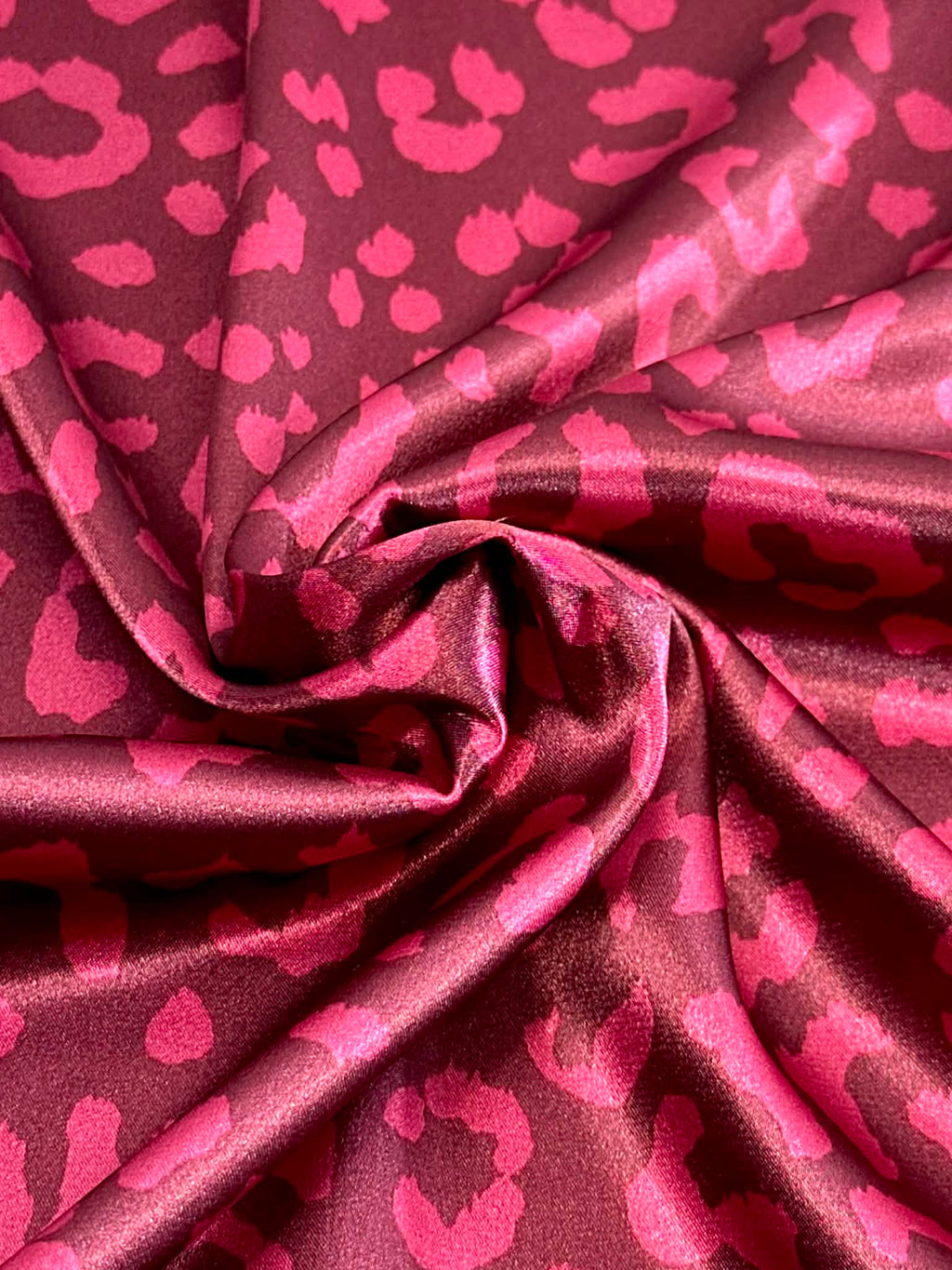 (SATIN) CHEETAH ON BURGUNDY