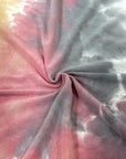 (FRENCH TERRY) PINK, SILVER, AND TAN TIE DYE