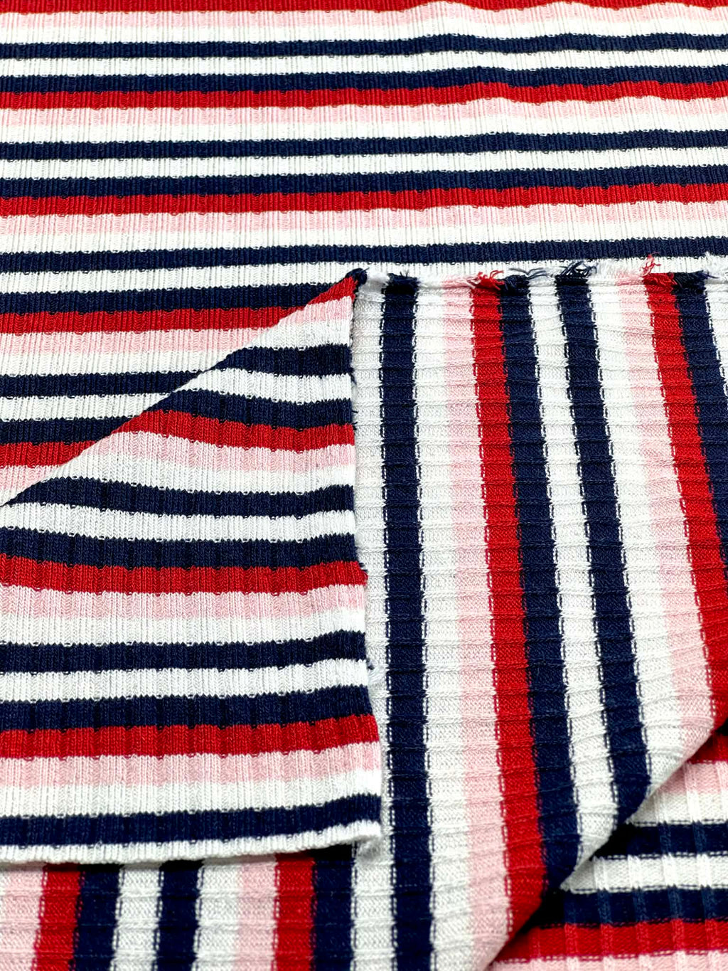 (SWEATER RIB) NAVY, RED, PINK, AND OFF WHITE STRIPES (2)