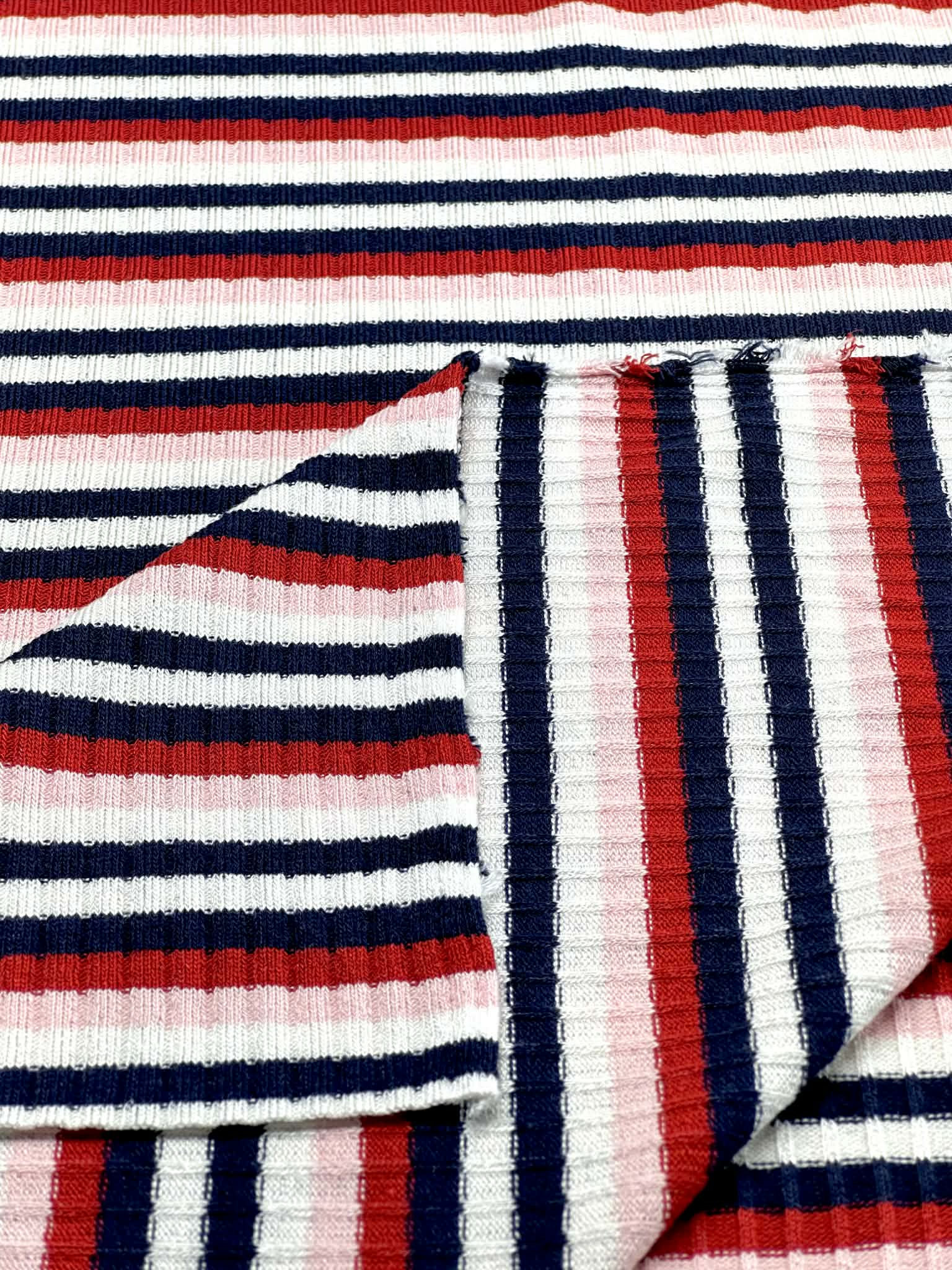 (SWEATER RIB) NAVY, RED, PINK, AND OFF WHITE STRIPES (2)