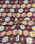 (DBP) TRI-COLOR DAISIES ON DARK BROWN