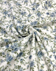 (RAYON MODAL) SMALL VINTAGE BLUE FLORAL ON OFF WHITE