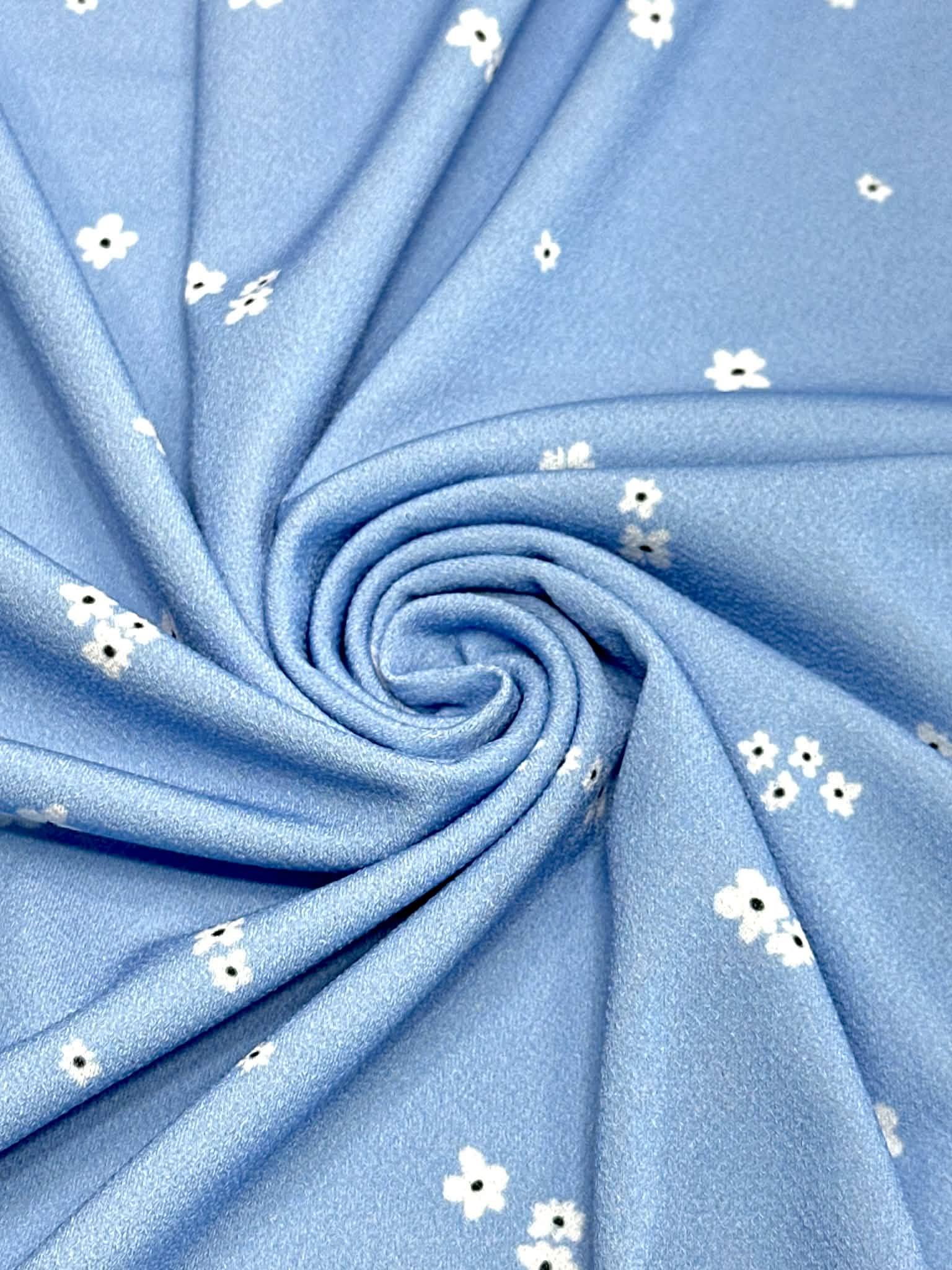(CREPE KNIT) TINY WHITE FLOWERS ON