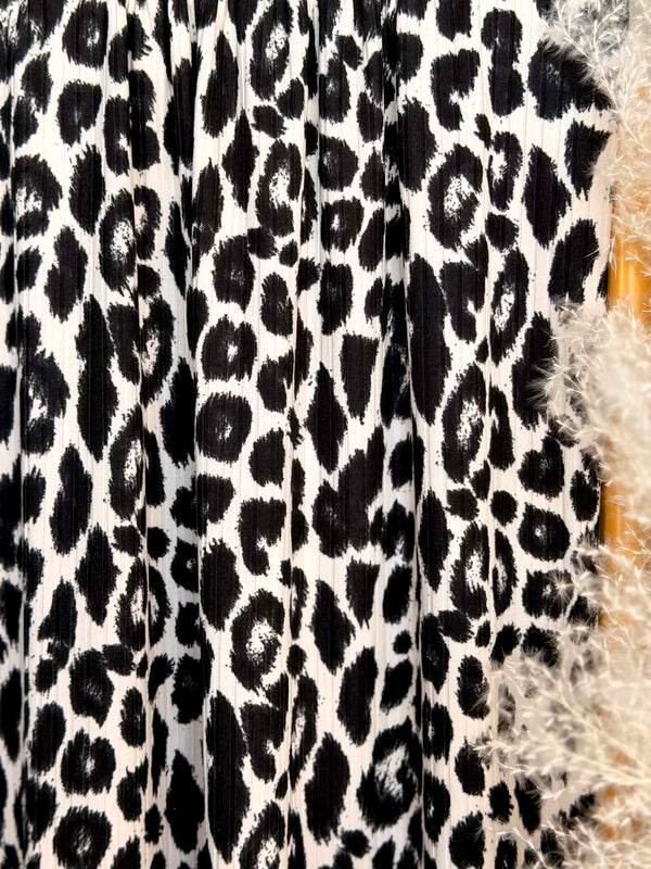 (WIDE YUMMY RIB) BLACK AND IVORY LEOPARD