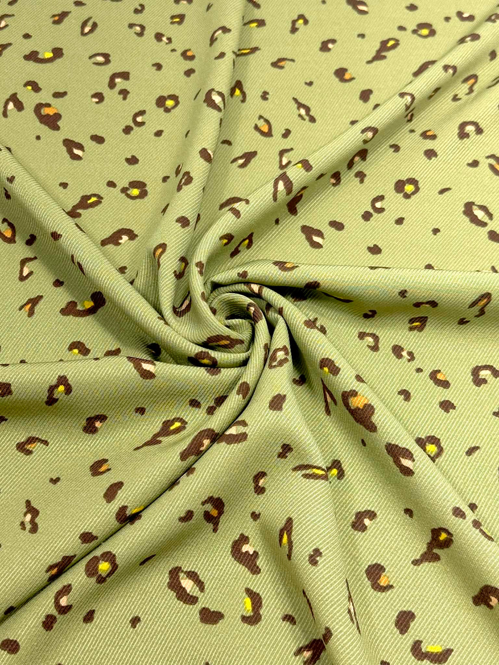 (TWILL WOVEN) TINY LEOPARD ON OLIVE