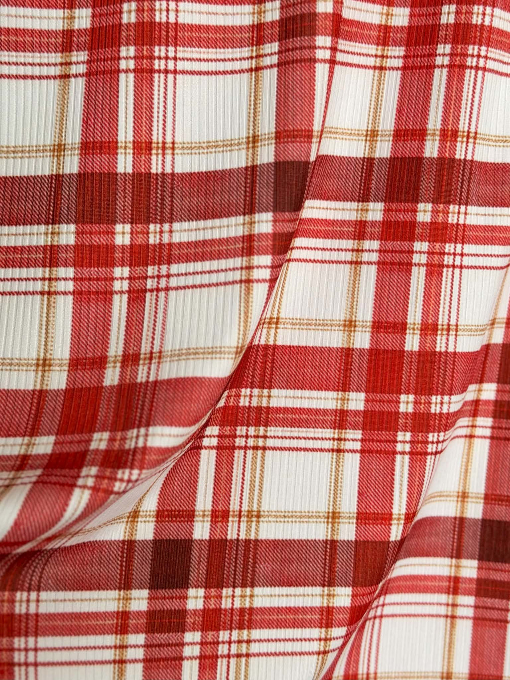 (4X2 YUMMY RIB) NEW RED AND OFF WHITE PLAID