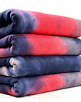 (FRENCH TERRY) DARK NAVY, GRAY AND BRIGHT RED TIE DYE