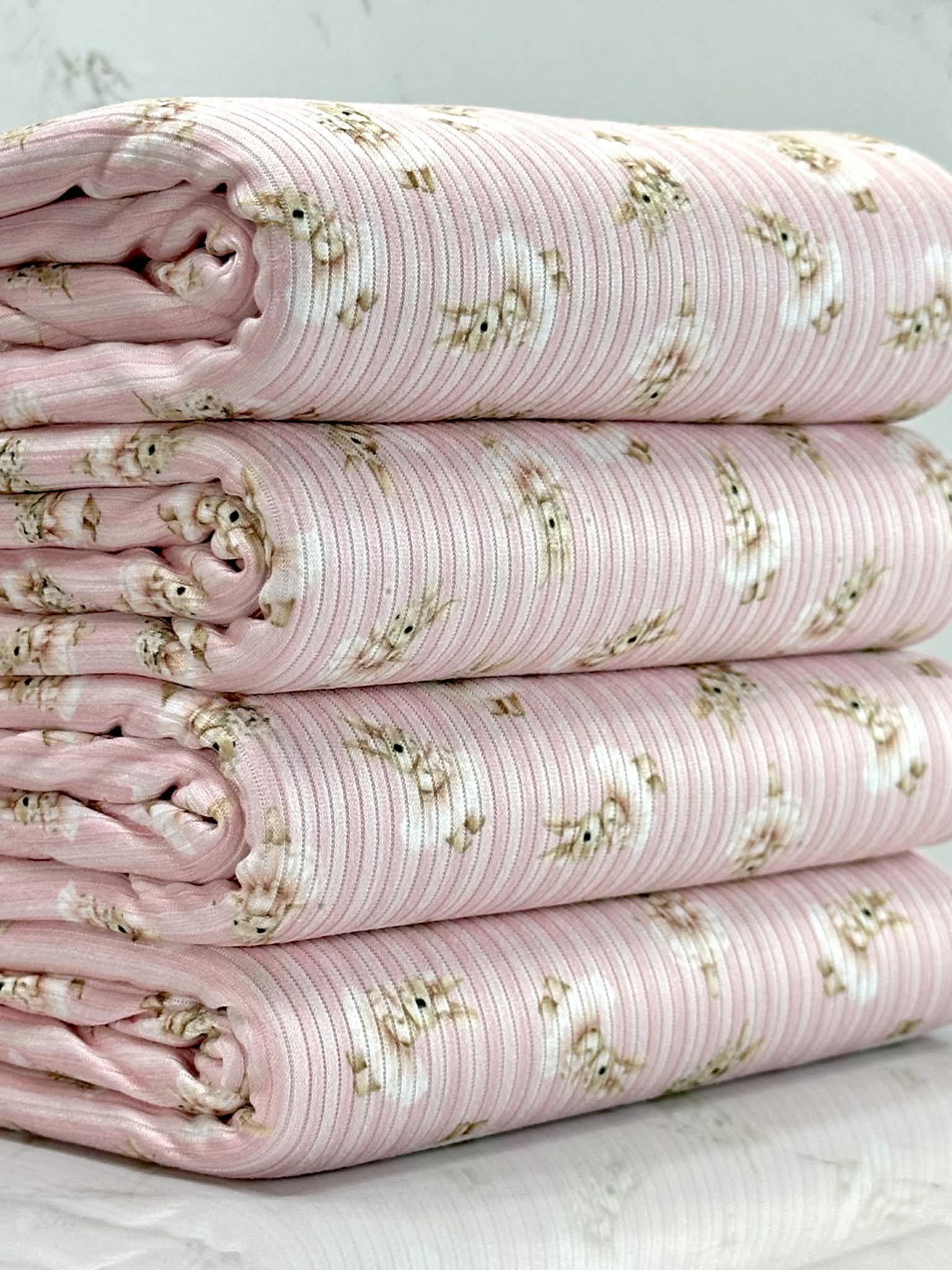 (4X2 YUMMY RIB) BALLERINA BUNNIES ON PINK STRIPES (5)