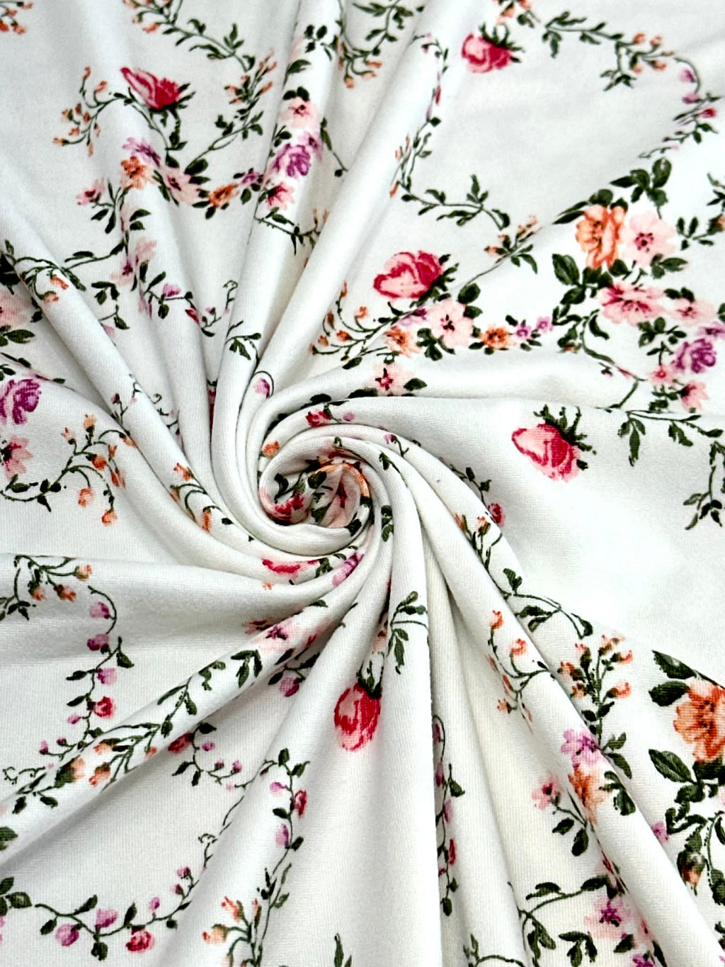(DBP) BLUSH, CORAL AND PURPLE FLORAL ON IVORY