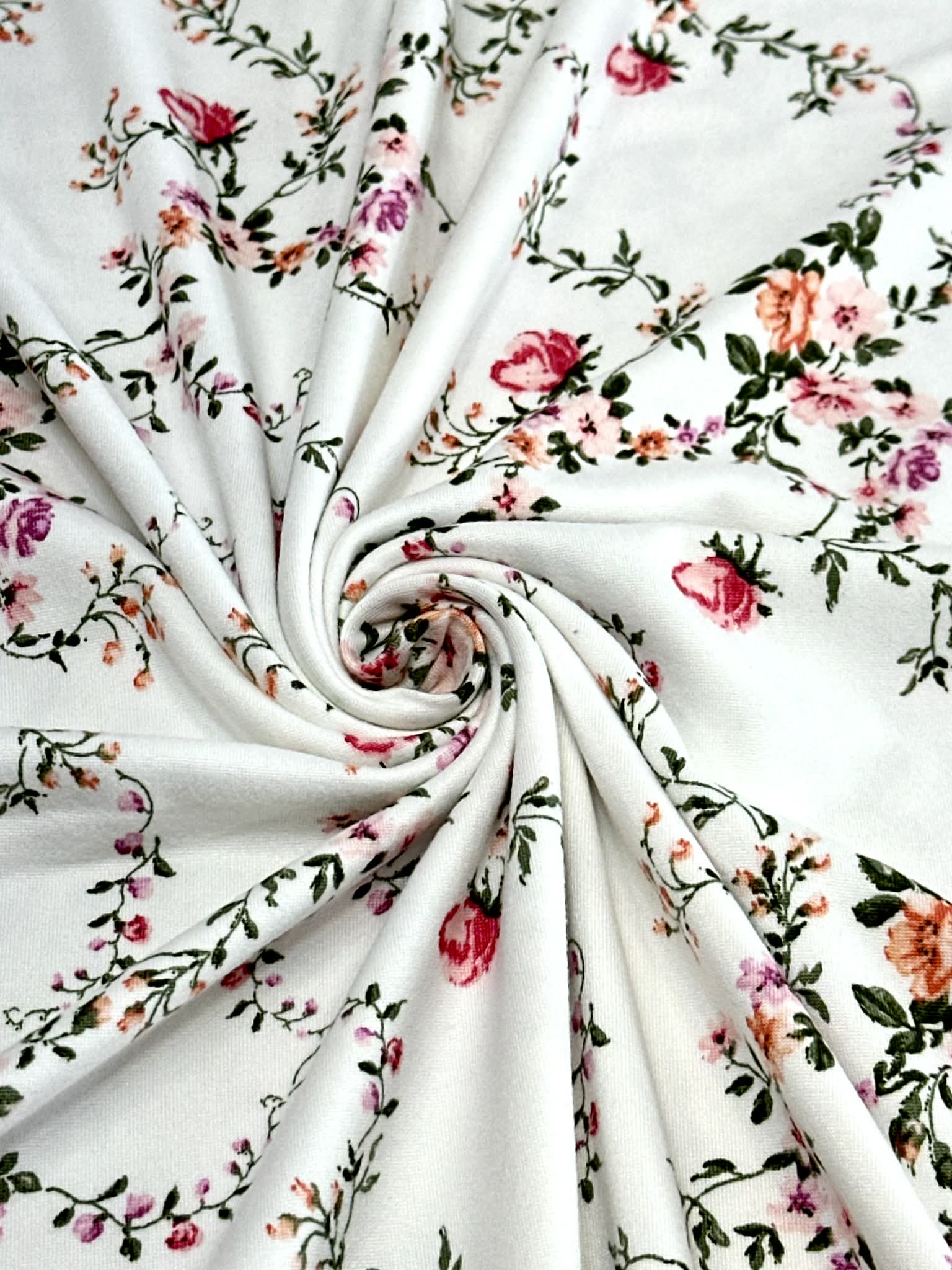 (DBP) BLUSH, CORAL AND PURPLE FLORAL ON IVORY