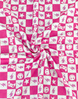 (YUMMY RIB) PINK GAMER AND HAPPY FACES CHECKERED PRINT