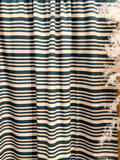 (FRENCH TERRY) GREEN AND CREAM STRIPES