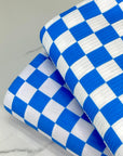 (YUMMY RIB) NEON BLUE AND OFF WHITE CHECKERED