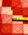 (4X2 YUMMY RIB) MEDIUM PINK AND RED HEARTS ON CHECKERED PATTERN