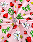 (DBP) STRAWBERRIES AND KELLY GREEN CHECKERED BOW