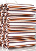 (COTTON RIB) BLUSH, VINTAGE PURPLE, RUST AND BROWN STRIPES ON OFF WHITE