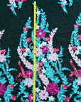 (TULLE) COLORFUL EMBROIDERED FLOWERS ON AQUA