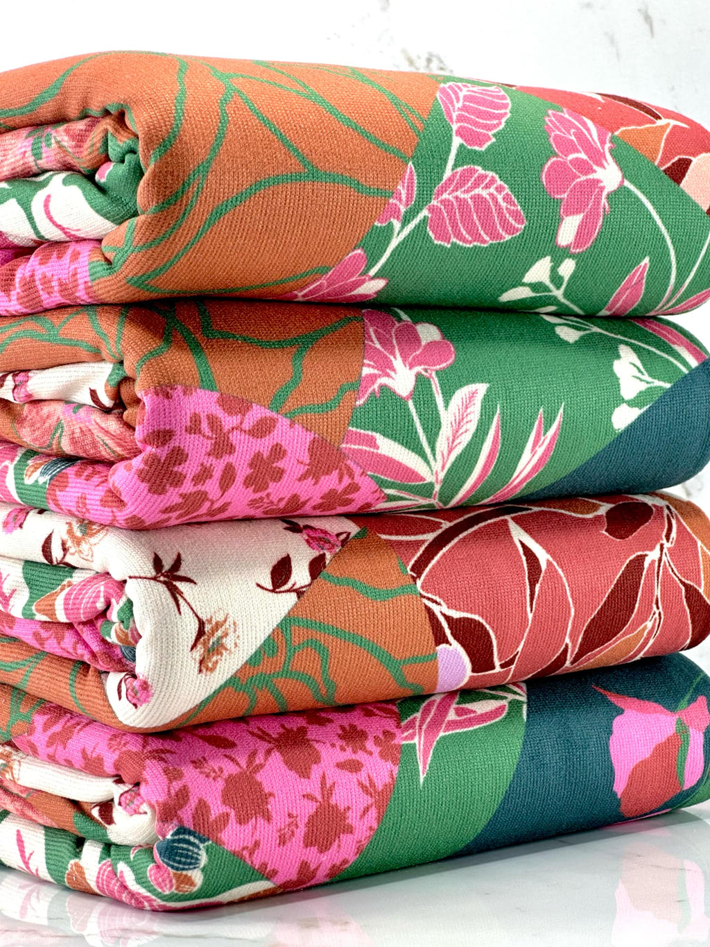 (SWEATER KNIT/ OAKLEY) RUST, GREEN, AND PINK FLORAL