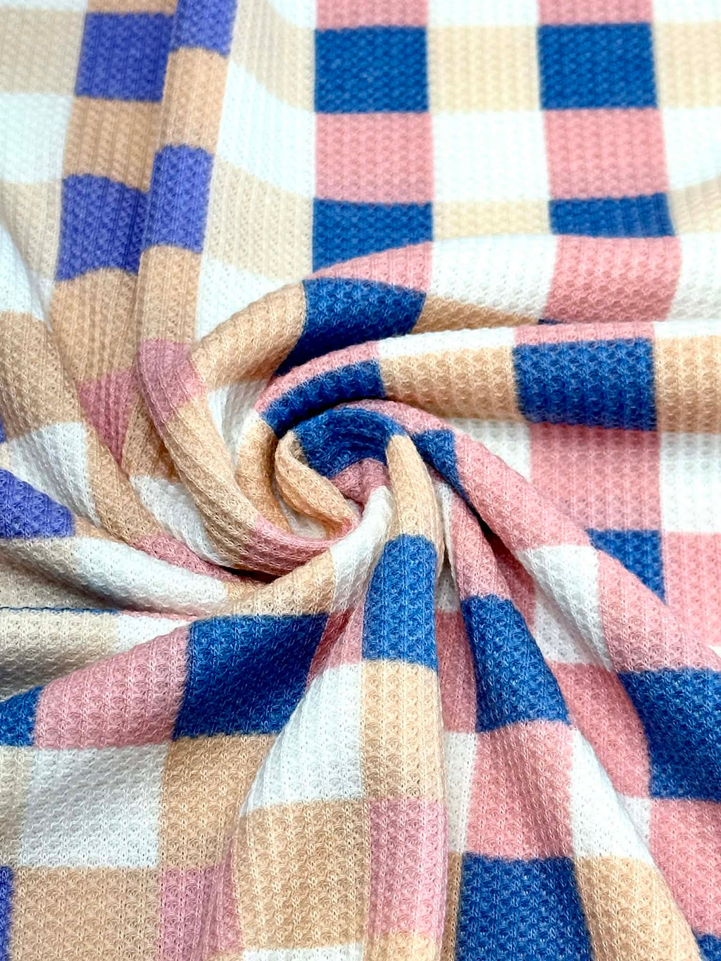 (THERMAL) LILAC, BLUE, PINK, PEACH AND OFF WHITE CHECKERED