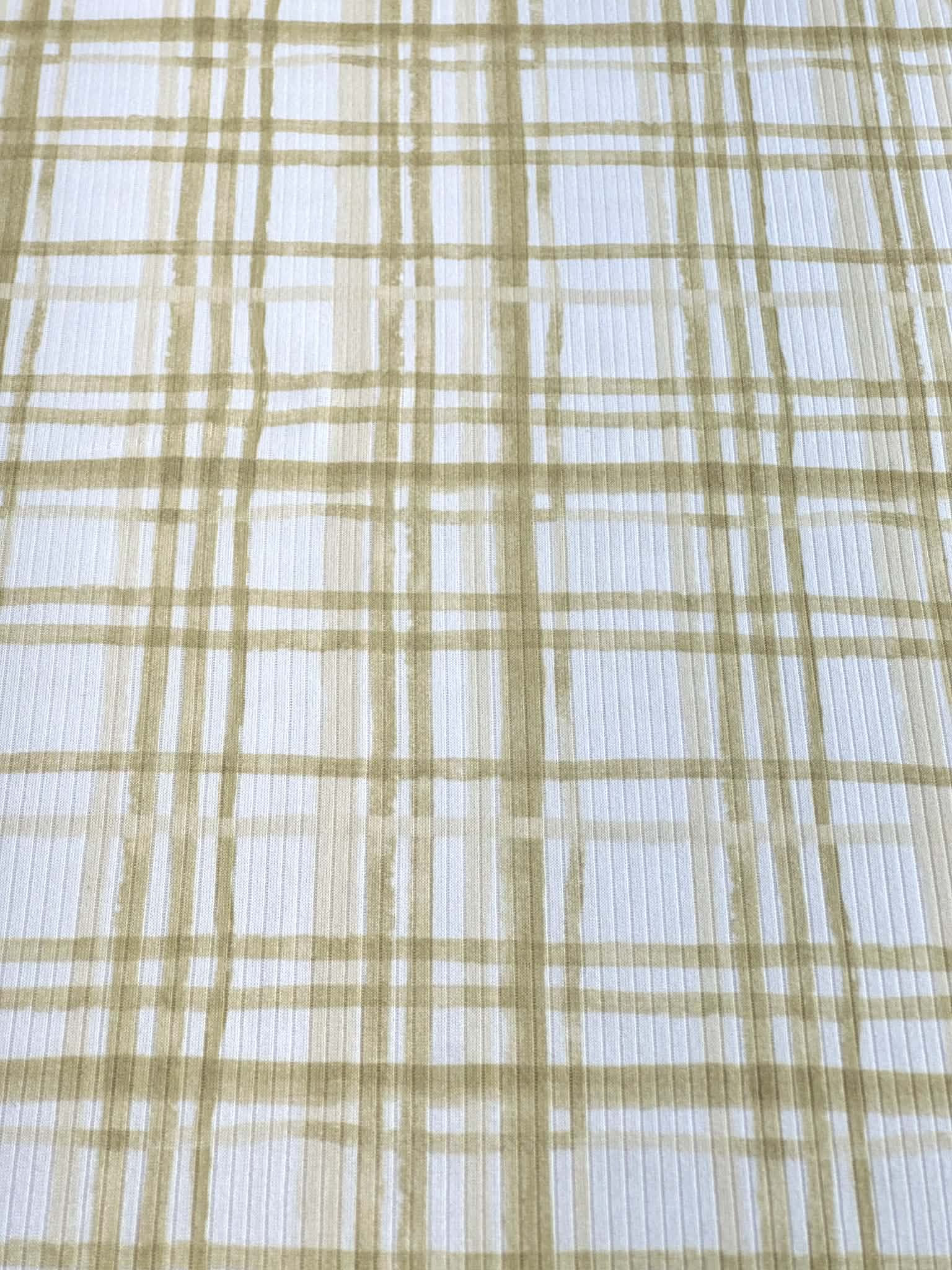 (4X2 YUMMY RIB) SAND AND OFF WHITE PLAID