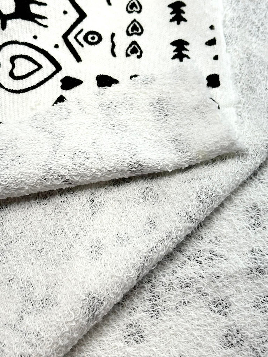 (FRENCH TERRY) BLACK REINDEERS, HEARTS, AND SNOWFLAKES PATTERN ON OFF WHITE (2)