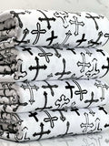(JERSEY KNIT) BLACK CROSSES ON OFF WHITE