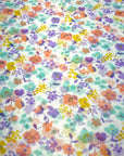 (MESH) MINT, LAVENDER , PEACH, AND YELLOW FLOWERS ON OFF WHITE (1)