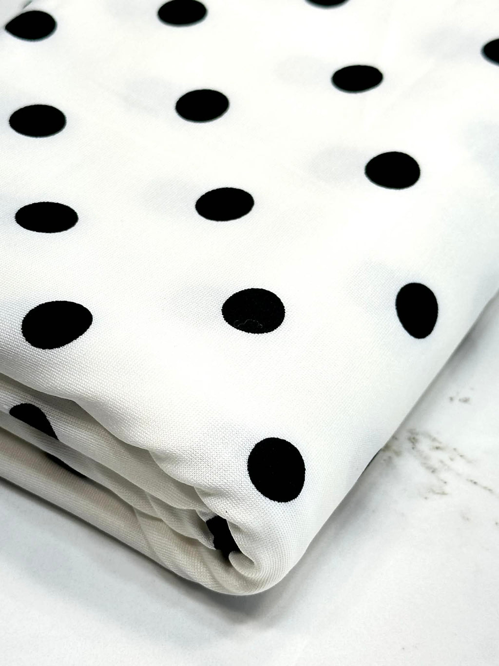 (ITY) BLACK POLKA DOTS ON OFF WHITE