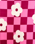 (SWEATER KINT/OAKLEY) IVORY FLOWERS ON PINK AND BURGUNDY LARGE CHECKERED