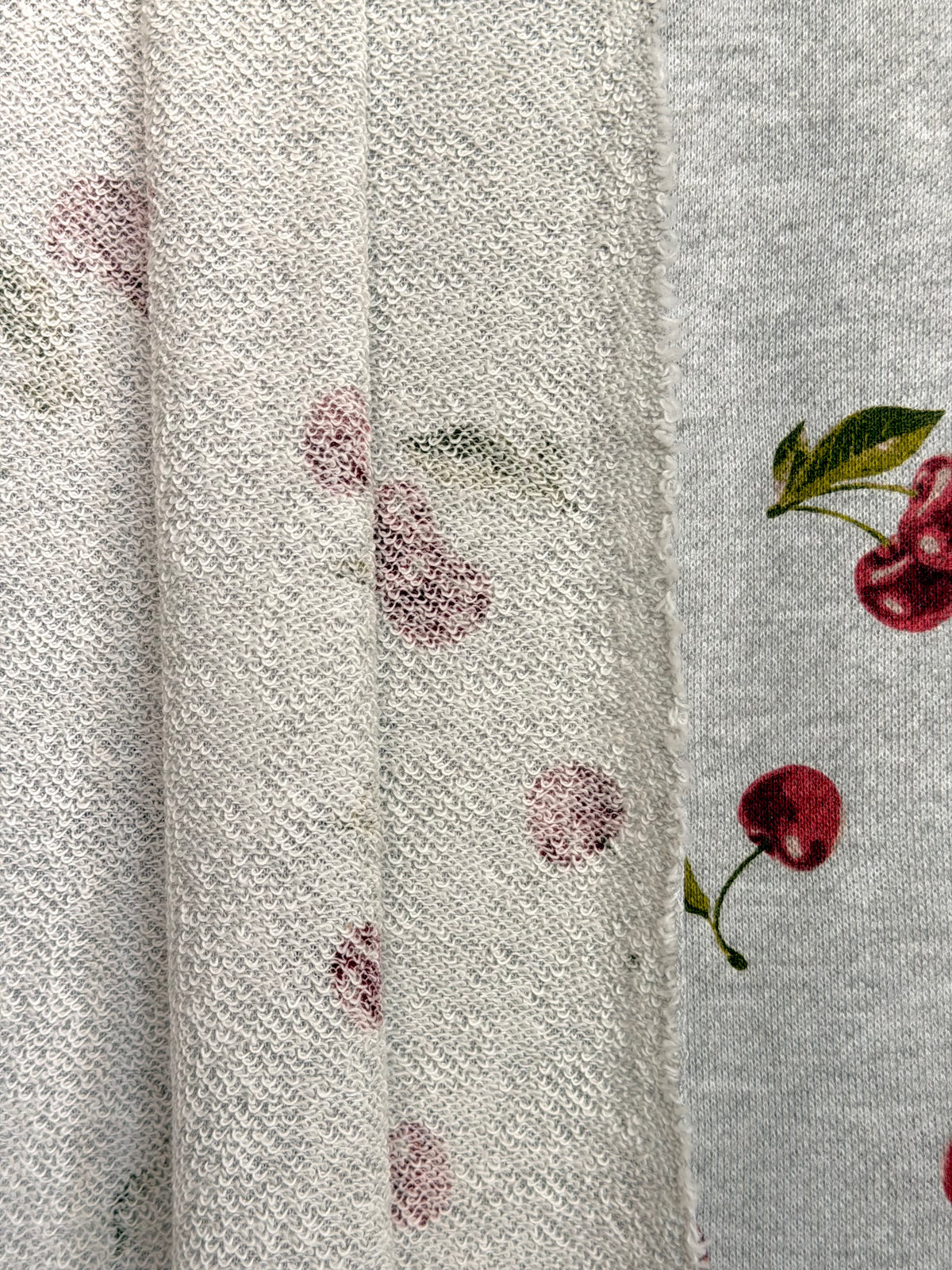 (FRENCH TERRY) MEDIUM CHERRIES ON HEATHER GRAY