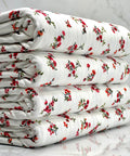 (8X2 RIB) RED FLOWERS ON OFF WHITE