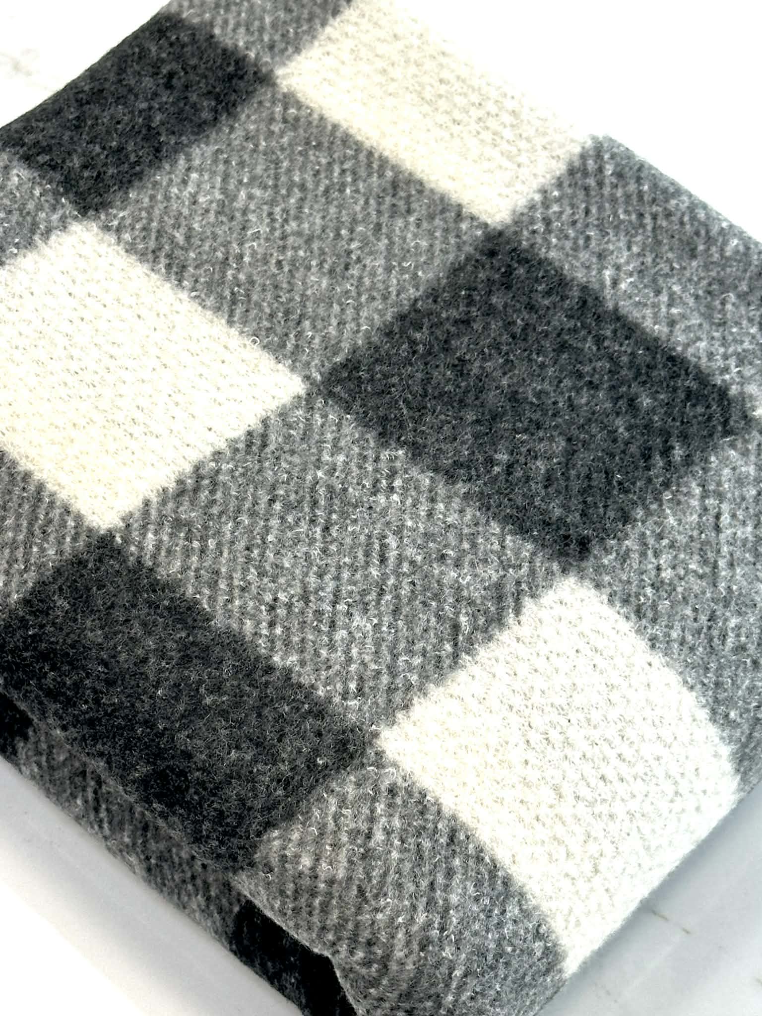 (BRUSHED HACCI) BLACK, GRAY, AND OFF WHITE PLAID (1)