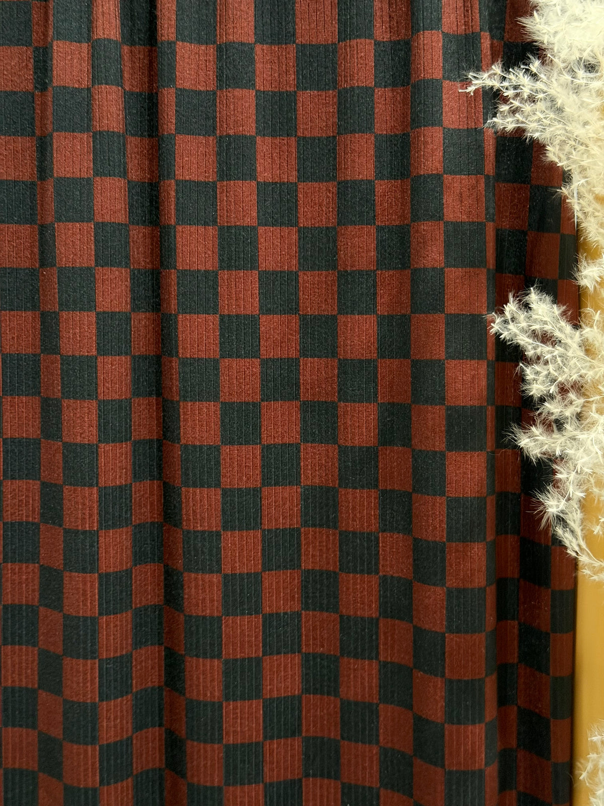 (4X2 YUMMY RIB) BROWN AND BLACK CHECKERED