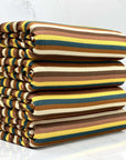 (4X2 RIB) TEAL, YELLOW, BROWN AND CREAM STRIPES