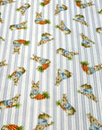 (URBAN RIB) MEDIUM BUNNIES WITH CARROTS ON BLUE STRIPES