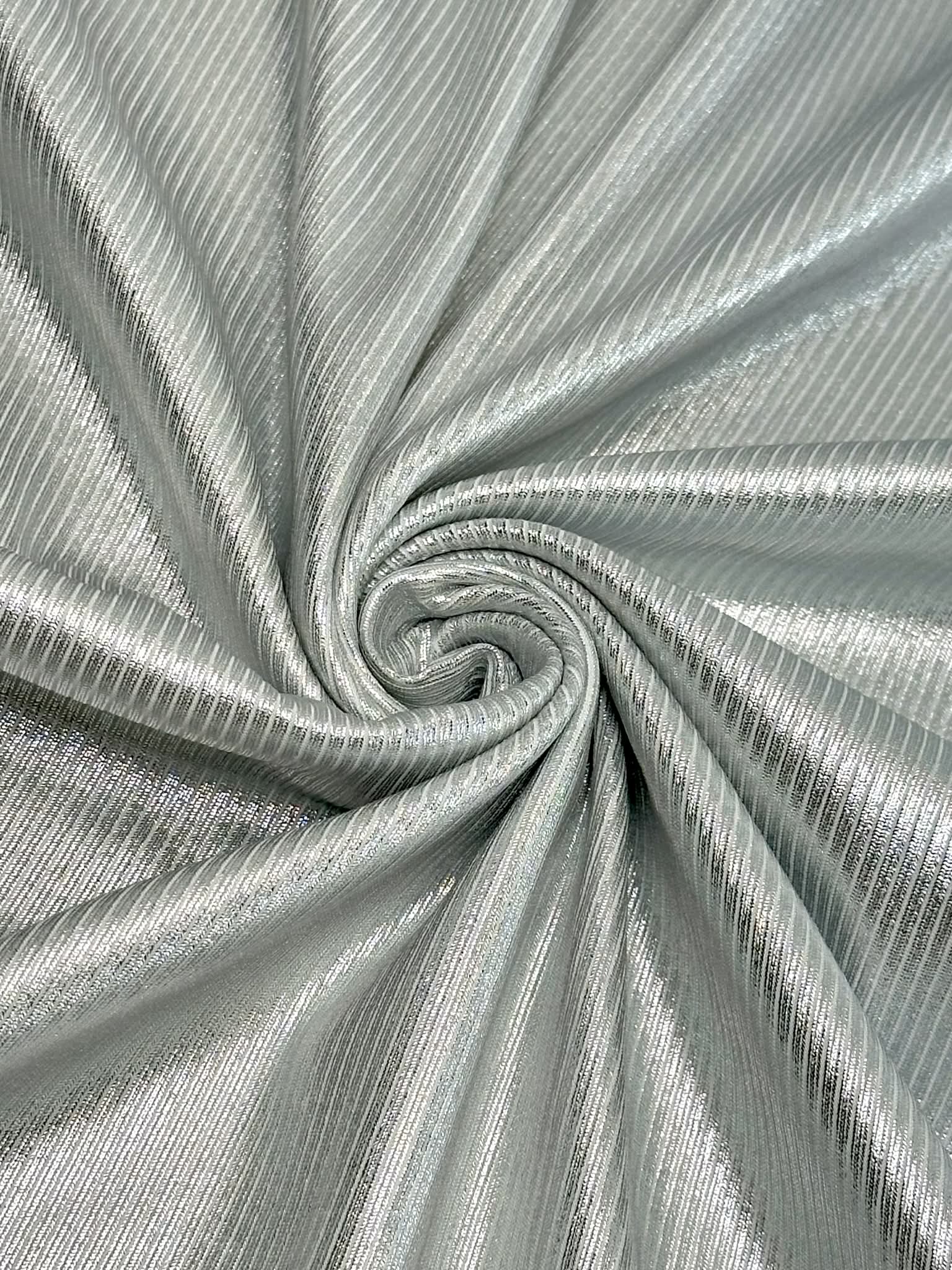 (2X2 RIB) SILVER FOIL ON OFF WHITE