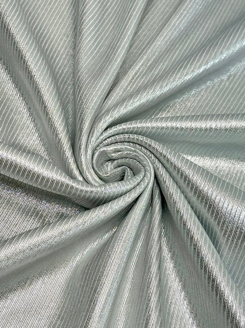 (2X2 RIB) SILVER FOIL ON OFF WHITE