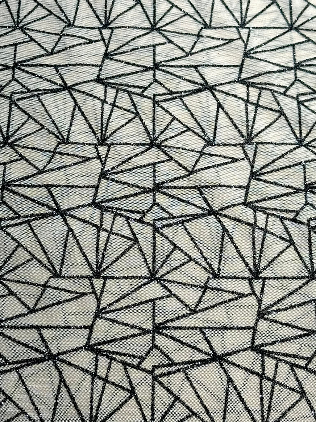 (MESH) BLACK GLITTER DIAMOND PATTERN ON TAN