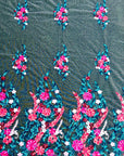 (TULLE) COLORFUL EMBROIDERED FLOWERS ON PINK