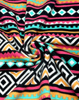 (KNIT) ORANGE, PINK, AQUA, AND BLACK DIAMOND PATTERN