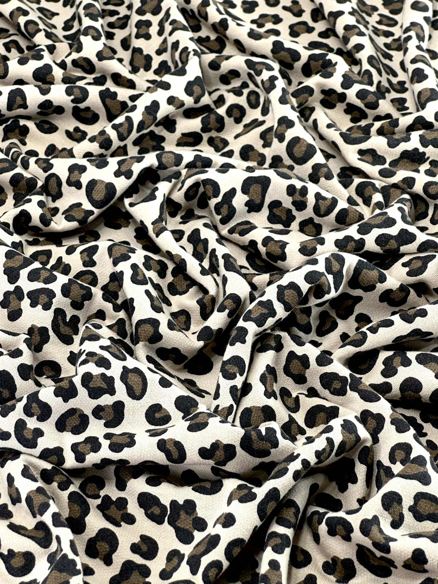 (FRENCH TERRY) BROWN AND BLACK CHEETAH ON TAUPE